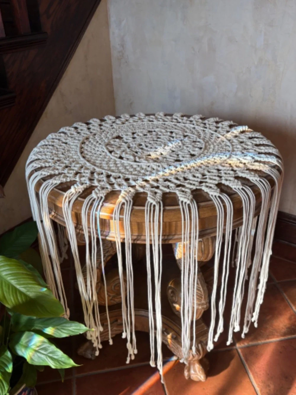 Macrame hand made table throw
